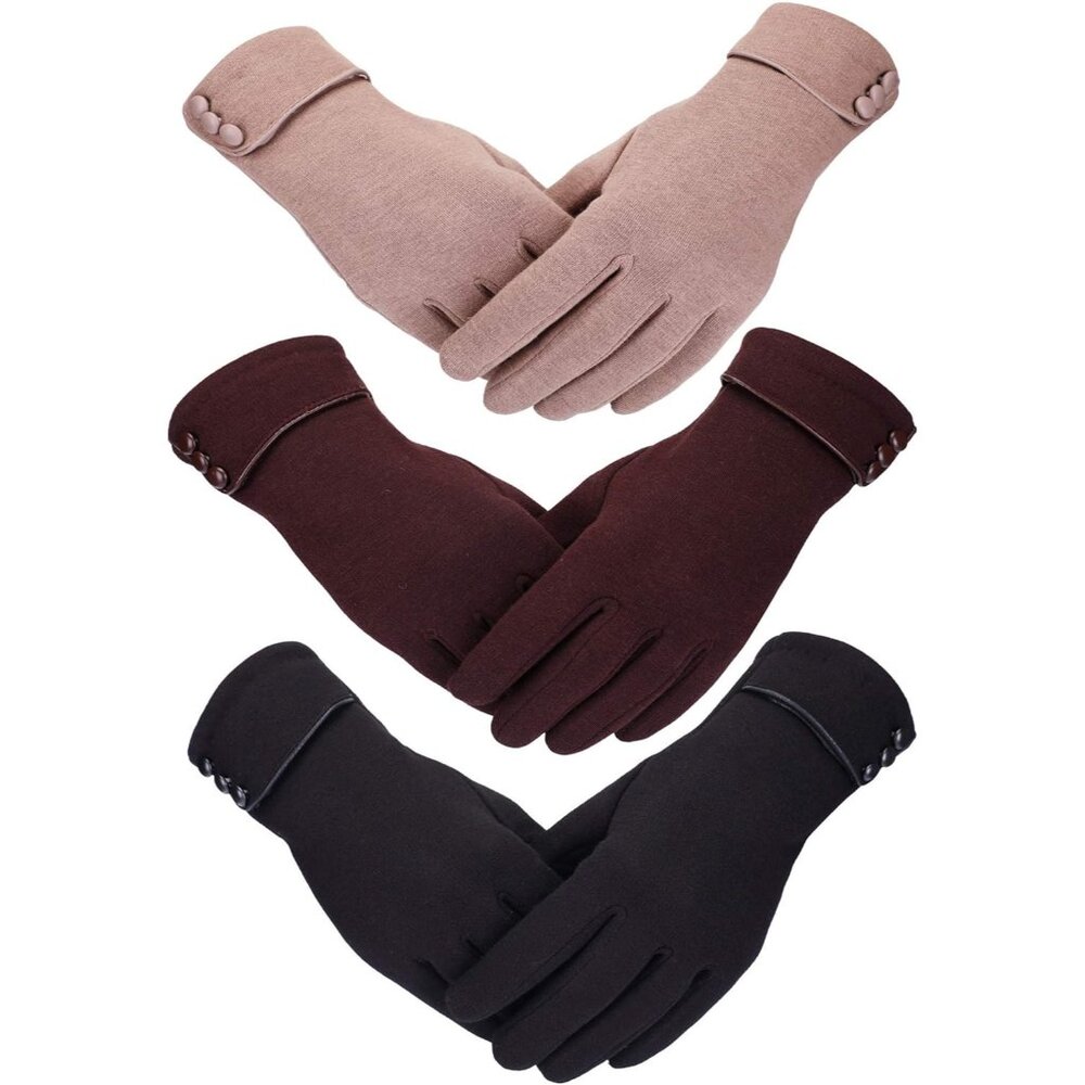 3 Pairs Womens Gloves Winter Touchscreen Texting Phone Windproof Gloves Warm Fle